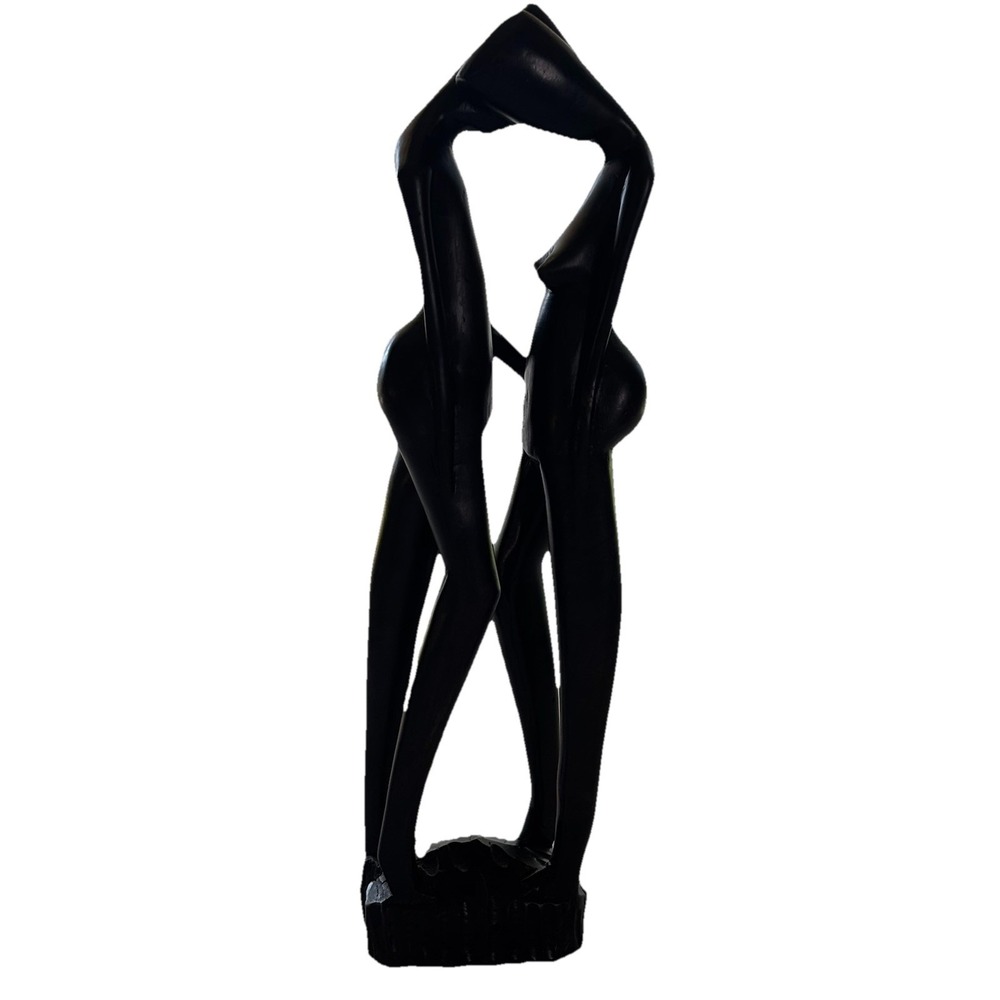 African Hand Carved Ebony Wood‎ Love Couple Figure Artisan Crafted Collectible